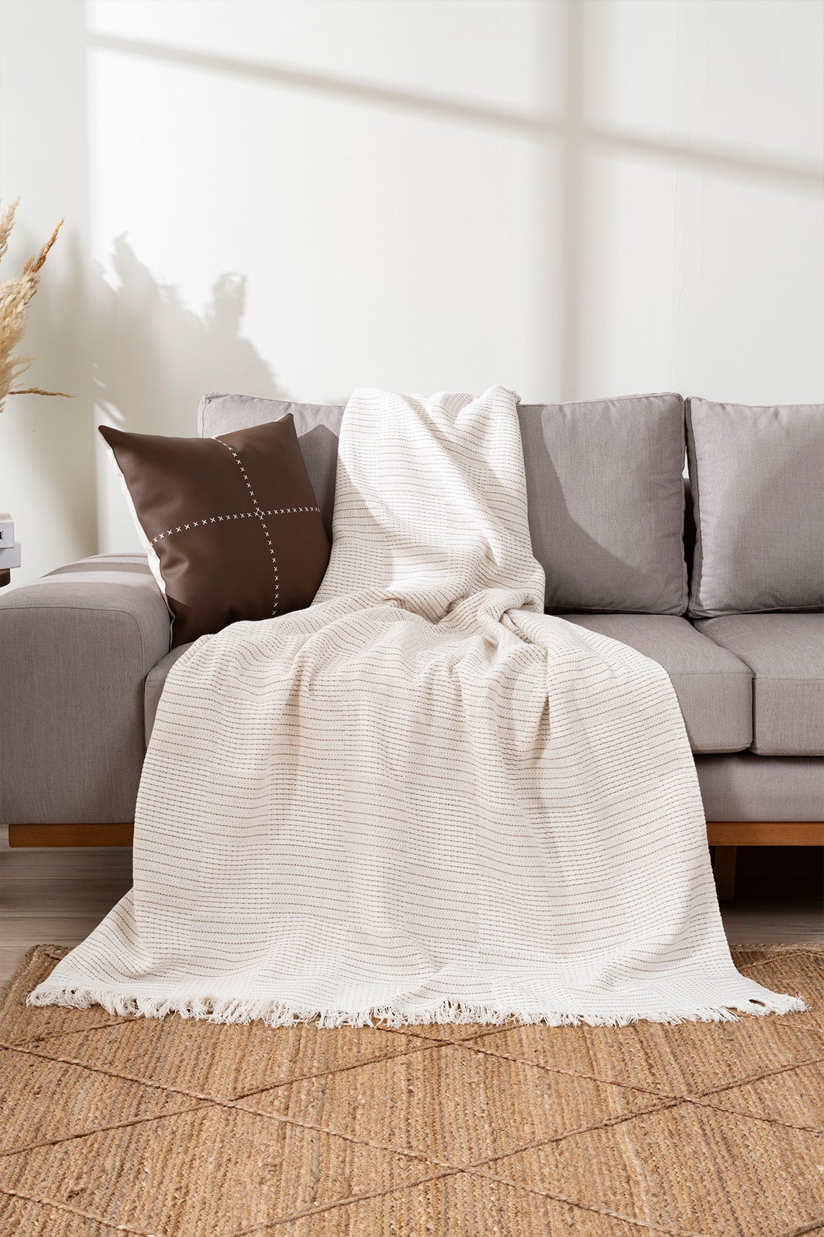 Rustıc Krem- Bej Koltuk Örtüsü 170X220Cm 5160A