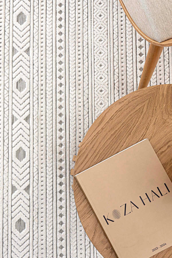 Sand Gri Krem Temizlenebilir Halı 65543A