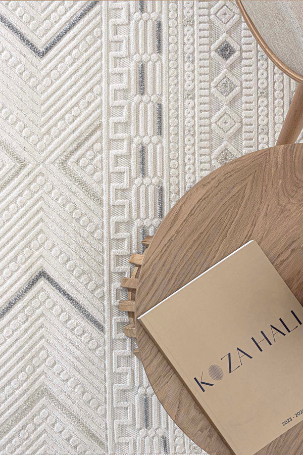 Sand Krem Gri Temizlenebilir Halı 65550A