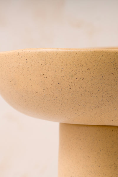 Sateen Mat Bej Ayaklı El Yapımı Büyük Sunum Kasesi 8615