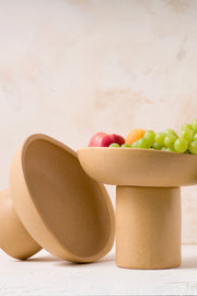 Sateen Mat Bej Ayaklı El Yapımı Küçük Sunum Kasesi 8613