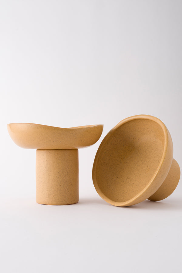 Sateen Mat Bej Ayaklı El Yapımı Küçük Sunum Kasesi 8613