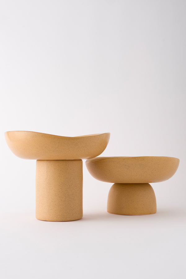 Sateen Mat Bej Ayaklı El Yapımı Küçük Sunum Kasesi 8613