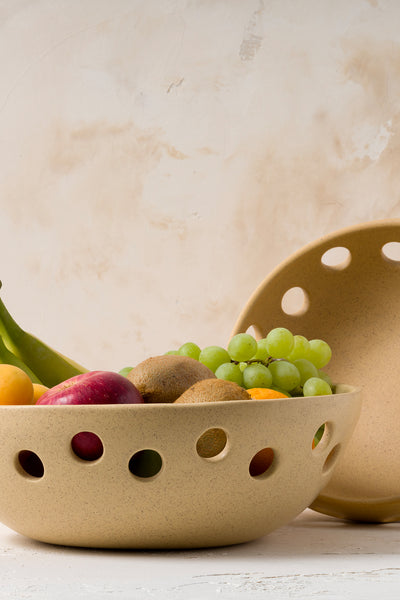 Sateen Mat Bej El Yapımı Oval Büyük Kase 8607