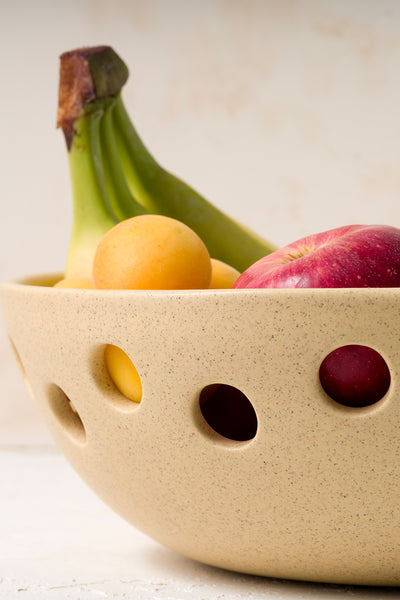 Sateen Mat Bej El Yapımı Oval Büyük Kase 8607