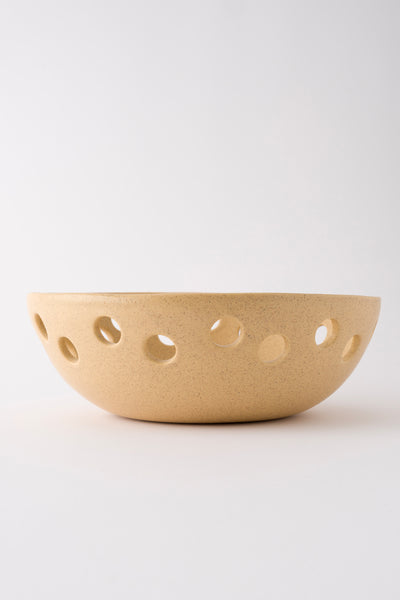 Sateen Mat Bej El Yapımı Oval Büyük Kase 8607