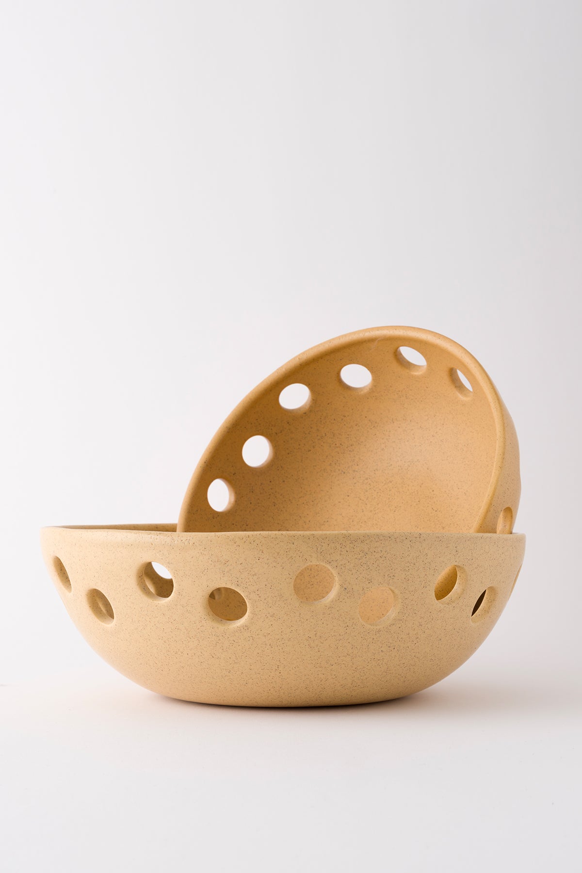 Sateen Mat Bej El Yapımı Oval Büyük Kase 8607