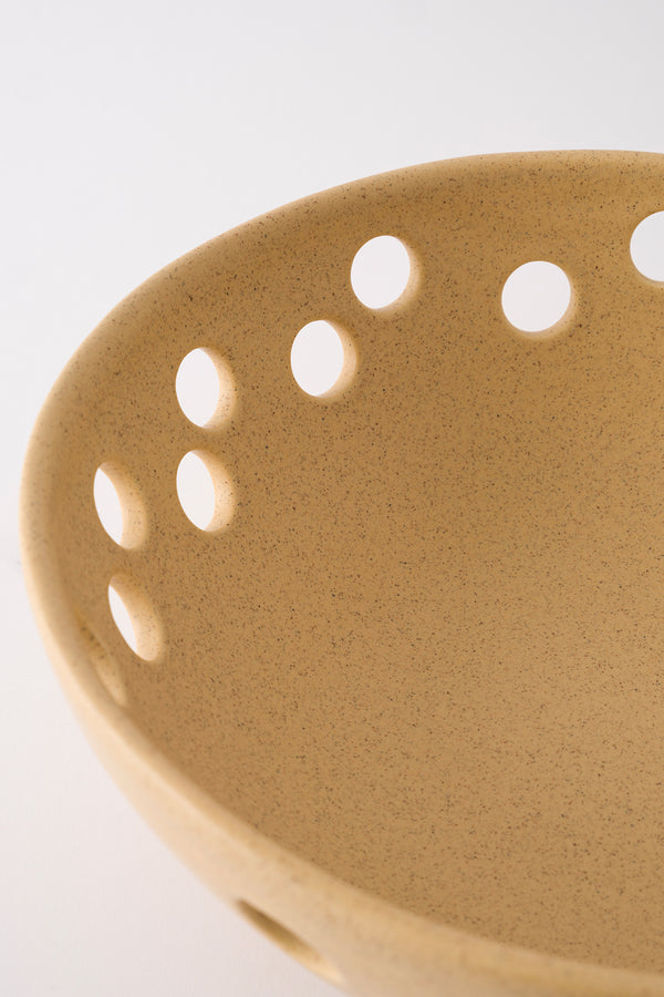 Sateen Mat Bej El Yapımı Oval Büyük Kase 8607