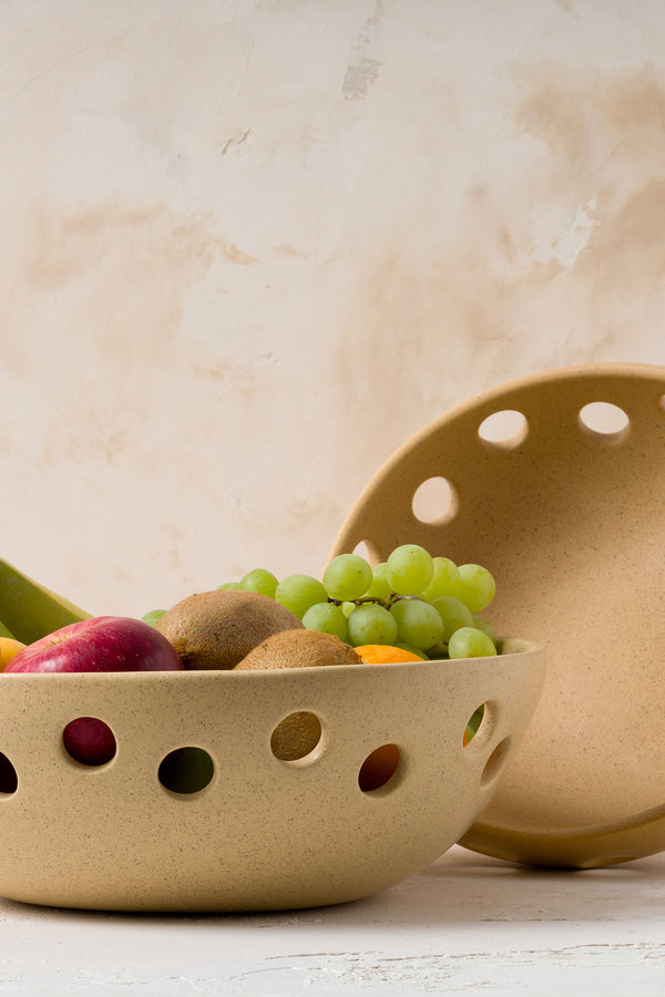 Sateen Mat Bej El Yapımı Oval Küçük Kase 8605