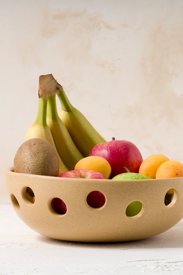 Sateen Mat Bej El Yapımı Oval Küçük Kase 8605