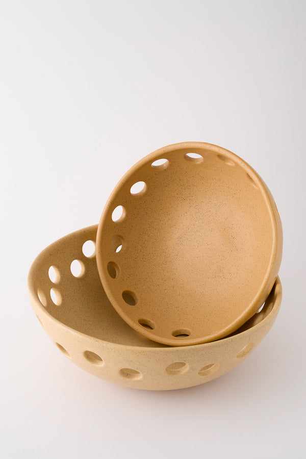 Sateen Mat Bej El Yapımı Oval Küçük Kase 8605