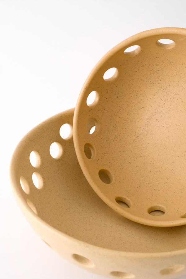 Sateen Mat Bej El Yapımı Oval Küçük Kase 8605