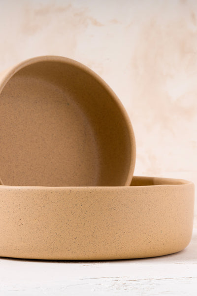 Sateen Mat Bej Kırçıllı El Yapımı Sunum Kasesi 8619