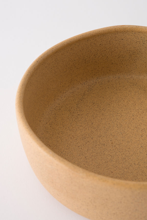 Sateen Mat Bej Kırçıllı El Yapımı Sunum Kasesi 8620