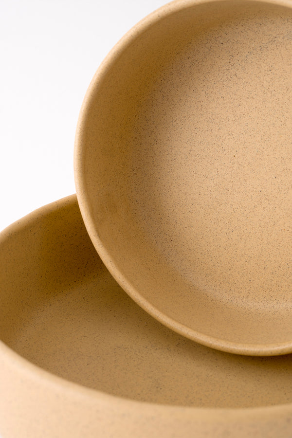 Sateen Mat Bej Kırçıllı El Yapımı Sunum Kasesi 8620