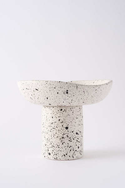 Sateen Mat Beyaz Kırçıllı Ayaklı El Yapımı Büyük Sunum Kasesi 8616