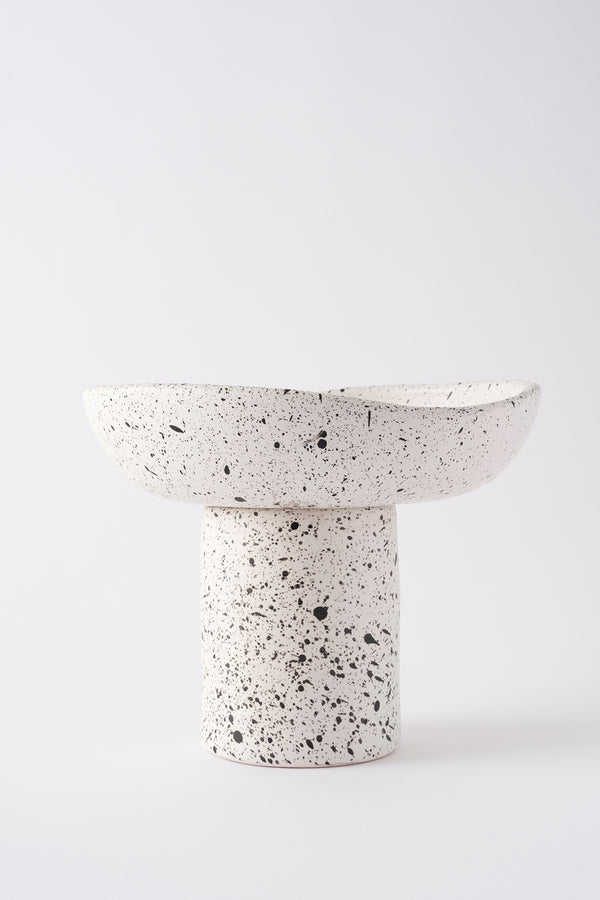 Sateen Mat Beyaz Kırçıllı Ayaklı El Yapımı Büyük Sunum Kasesi 8616