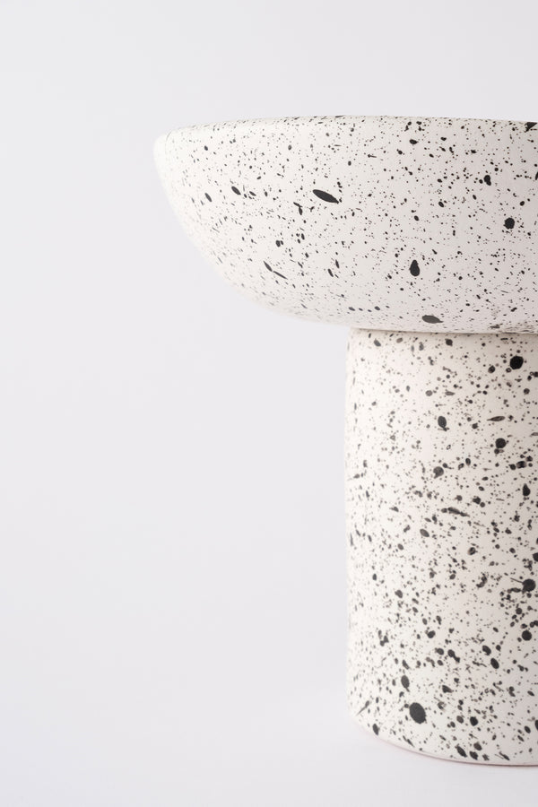 Sateen Mat Beyaz Kırçıllı Ayaklı El Yapımı Büyük Sunum Kasesi 8616