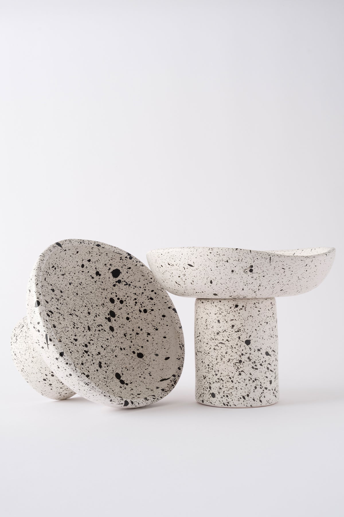 Sateen Mat Beyaz Kırçıllı Ayaklı El Yapımı Büyük Sunum Kasesi 8616