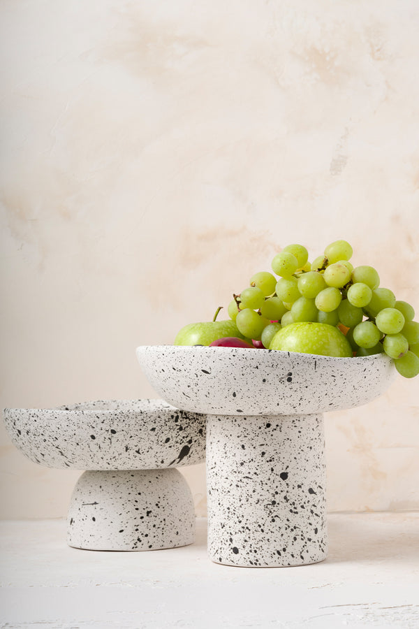 Sateen Mat Beyaz Kırçıllı Ayaklı El Yapımı Küçük Sunum Kasesi 8614