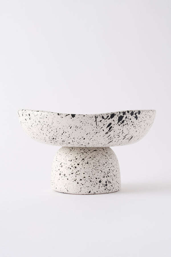 Sateen Mat Beyaz Kırçıllı Ayaklı El Yapımı Küçük Sunum Kasesi 8614