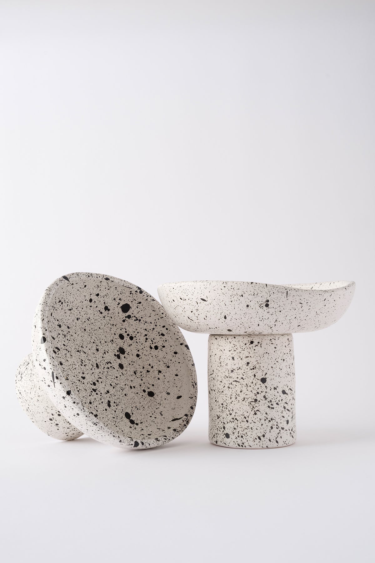 Sateen Mat Beyaz Kırçıllı Ayaklı El Yapımı Küçük Sunum Kasesi 8614