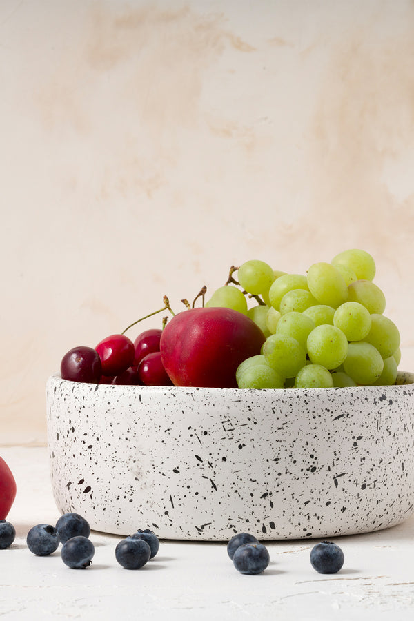 Sateen Mat Beyaz Kırçıllı El Yapımı Büyük Sunum Kasesi 8629