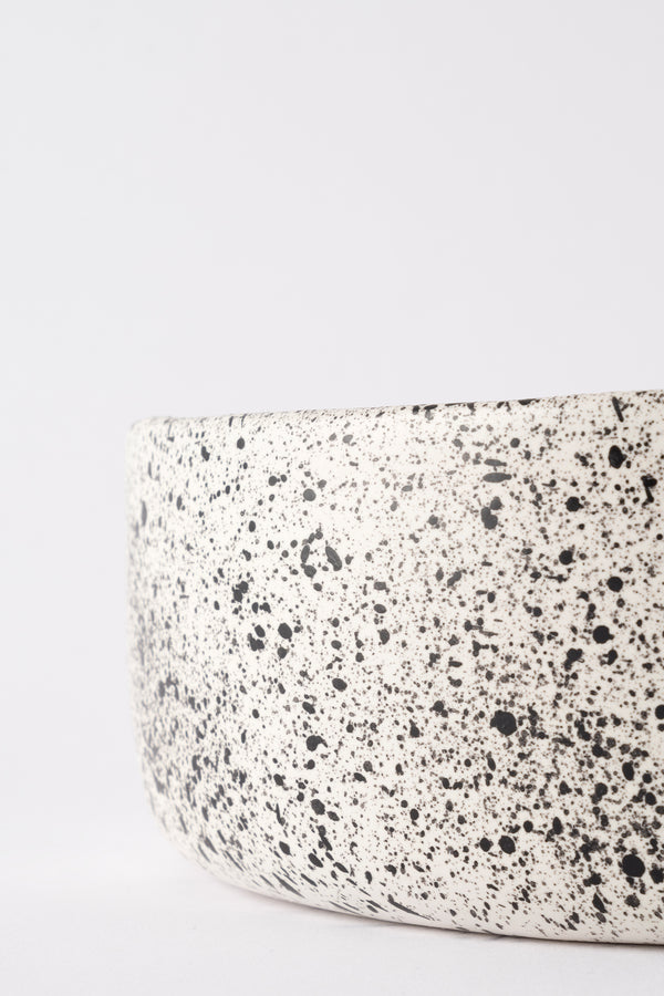 Sateen Mat Beyaz Kırçıllı El Yapımı Büyük Sunum Kasesi 8629