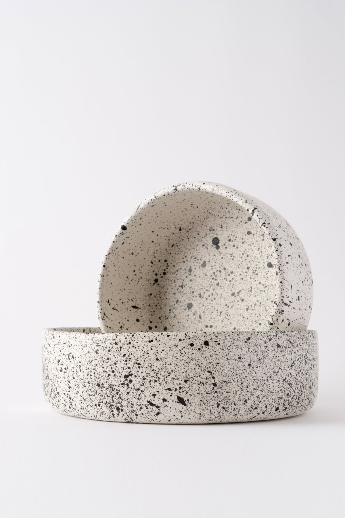 Sateen Mat Beyaz Kırçıllı El Yapımı Büyük Sunum Kasesi 8629