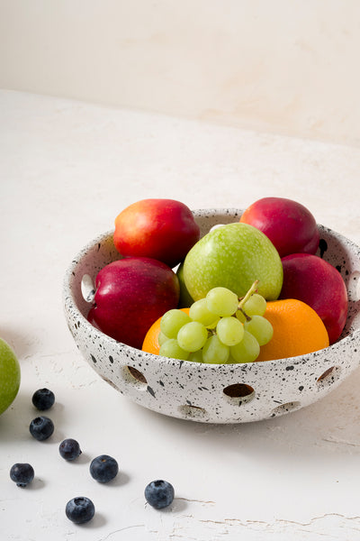 Sateen Mat Beyaz Kırçıllı El Yapımı Oval Büyük Kase 8608