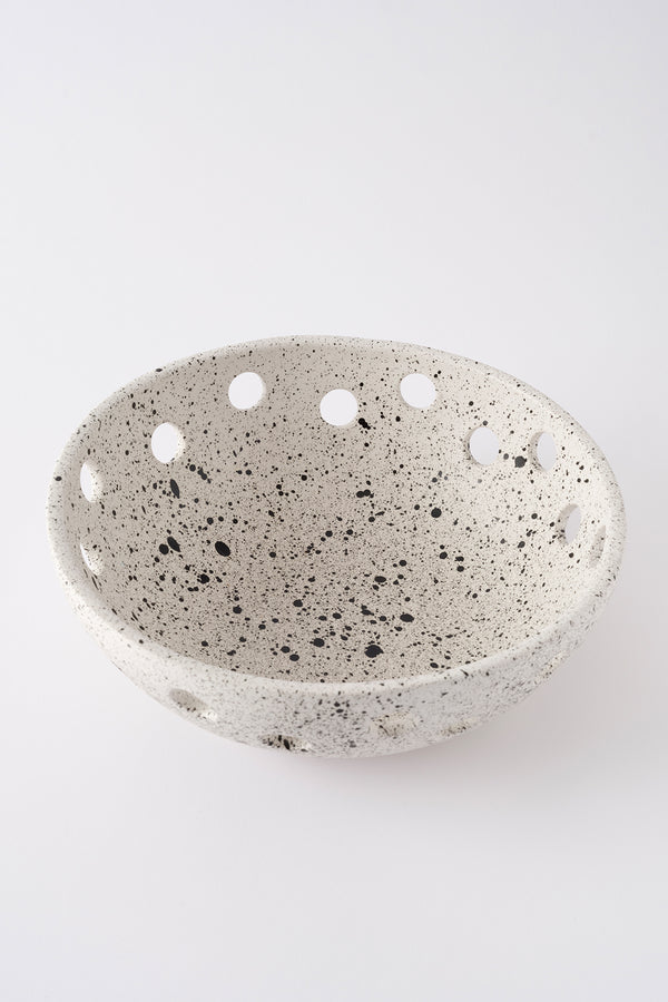 Sateen Mat Beyaz Kırçıllı El Yapımı Oval Büyük Kase 8608