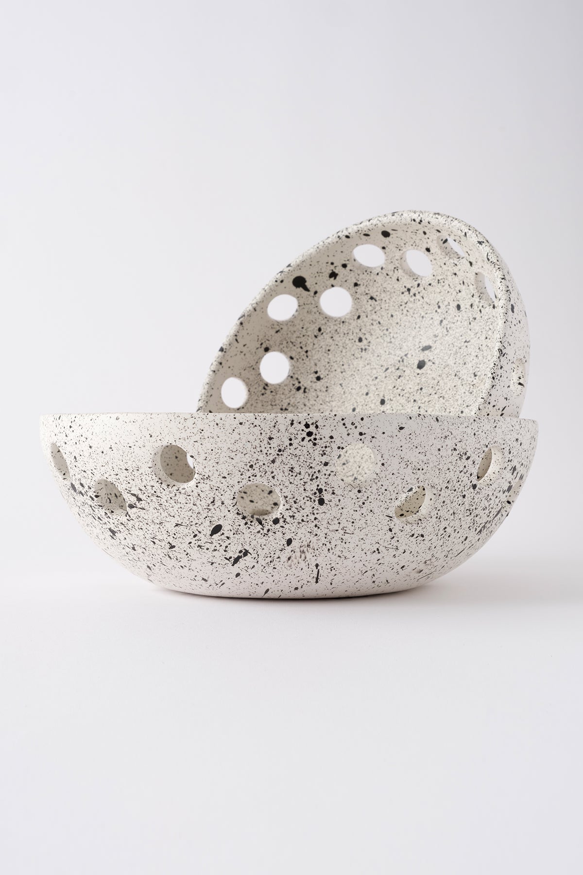 Sateen Mat Beyaz Kırçıllı El Yapımı Oval Büyük Kase 8608