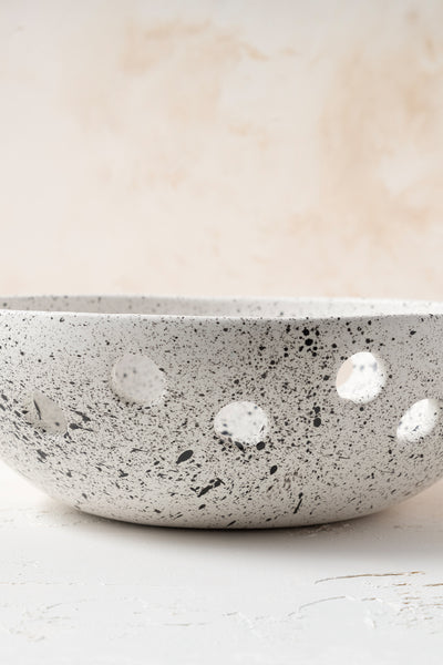 Sateen Mat Beyaz Kırçıllı El Yapımı Oval Küçük Kase 8606