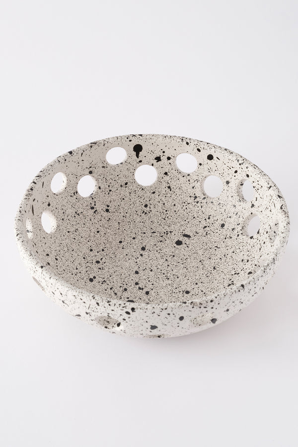 Sateen Mat Beyaz Kırçıllı El Yapımı Oval Küçük Kase 8606