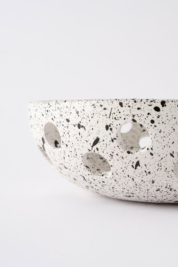 Sateen Mat Beyaz Kırçıllı El Yapımı Oval Küçük Kase 8606