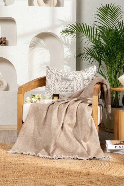 Scala Bej Tüylü Throw Battaniye 130X170 5072A