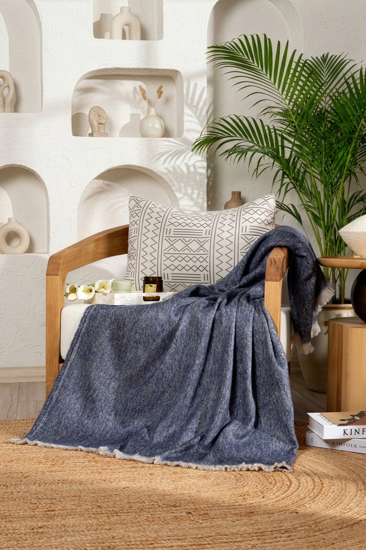 Scala İndigo Tüylü Throw Battaniye 130X170 5070A
