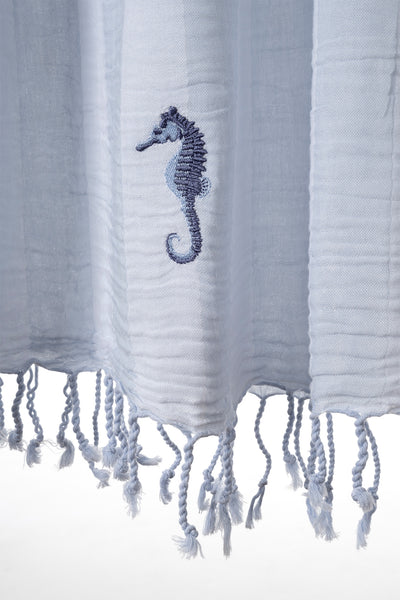 Sealıne Mavi Müslin Nakışlı Peştamal 90X170 2541