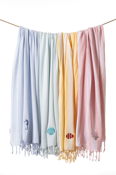 Sealıne Sarı Müslin Nakışlı Peştamal 90X170 2542