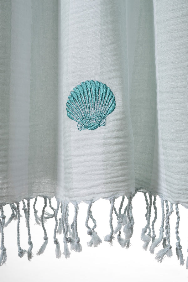 Sealıne Yeşil Müslin Nakışlı Peştamal 90X170 2543