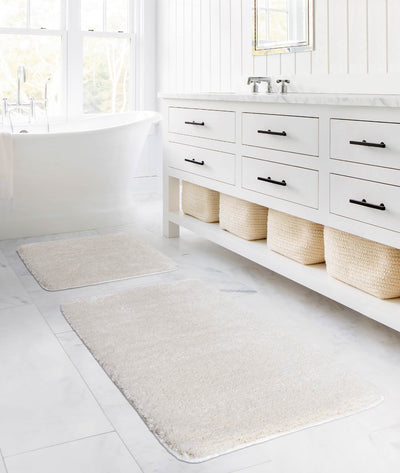 Segura Peluş Krem Kaydırmaz Taban 2'li Banyo Paspası 60 x 100 - 50 x 60