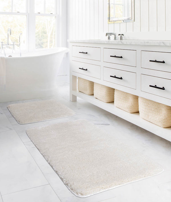 Segura Peluş Krem Kaydırmaz Taban 2'li Banyo Paspası 60 x 100 - 50 x 60