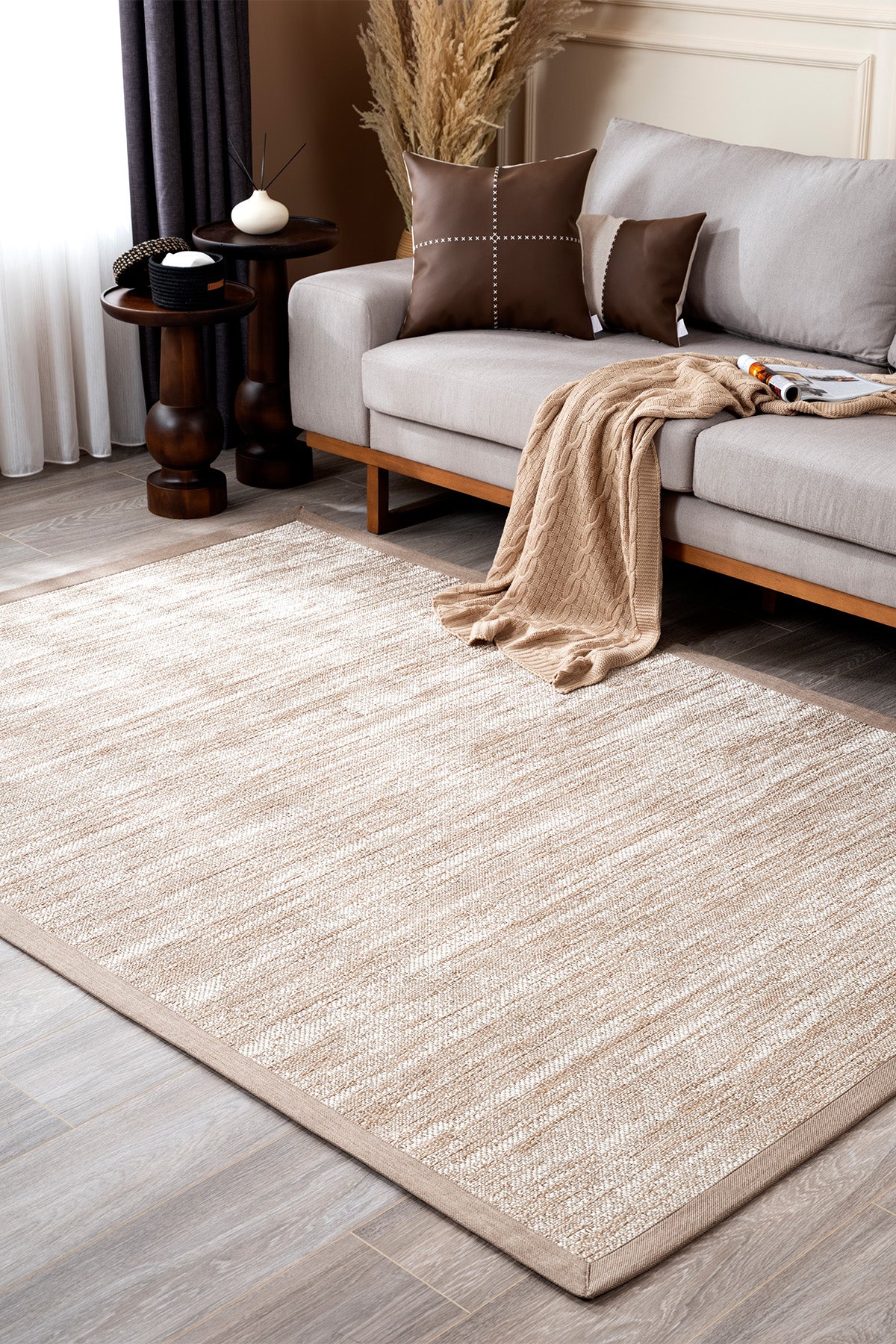 Sisalo Krem Natural Bordür Vizon Halı B3418C