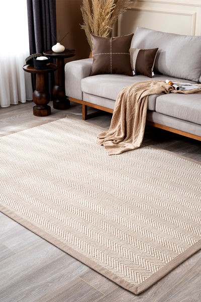 Sisalo Krem Natural Bordür Vizon Halı B3421C