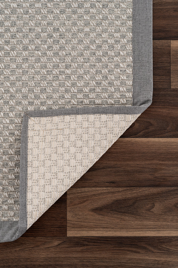 Sisalo Bordure Krem Gri Sisal Halı Gri Bordür B3416B