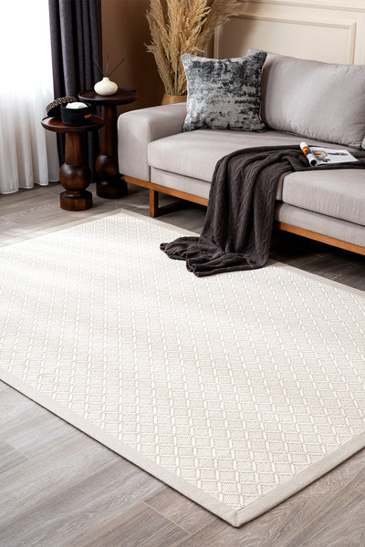 Sisalo Bordure Krem Sisal Halı Krem Bordür B3422A