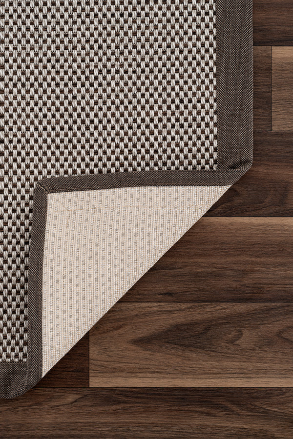 Sisalo Bordure Krem Kahve Sisal Halı Kahve Bordür B3417D