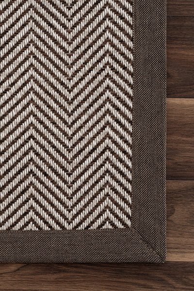 Sisalo Bordure Krem Kahve Sisal Halı Kahve Bordür B3421D