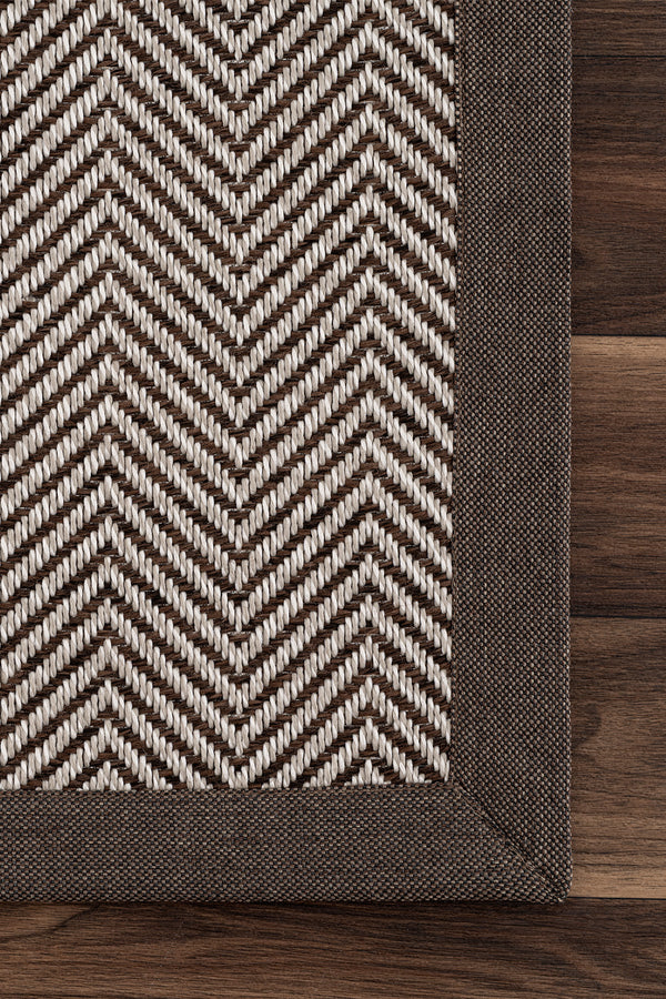 Sisalo Bordure Krem Kahve Sisal Halı Kahve Bordür B3421D