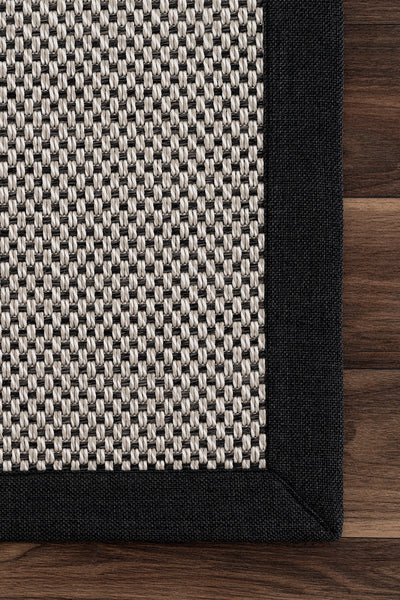 Sisalo Bordure Krem Siyah Sisal Halı Siyah Bordür B3417E